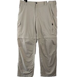 Columbia Convertible Pant Men Size 40x32 Tan Cargo Ripstop Hiking Omni Shade UVP